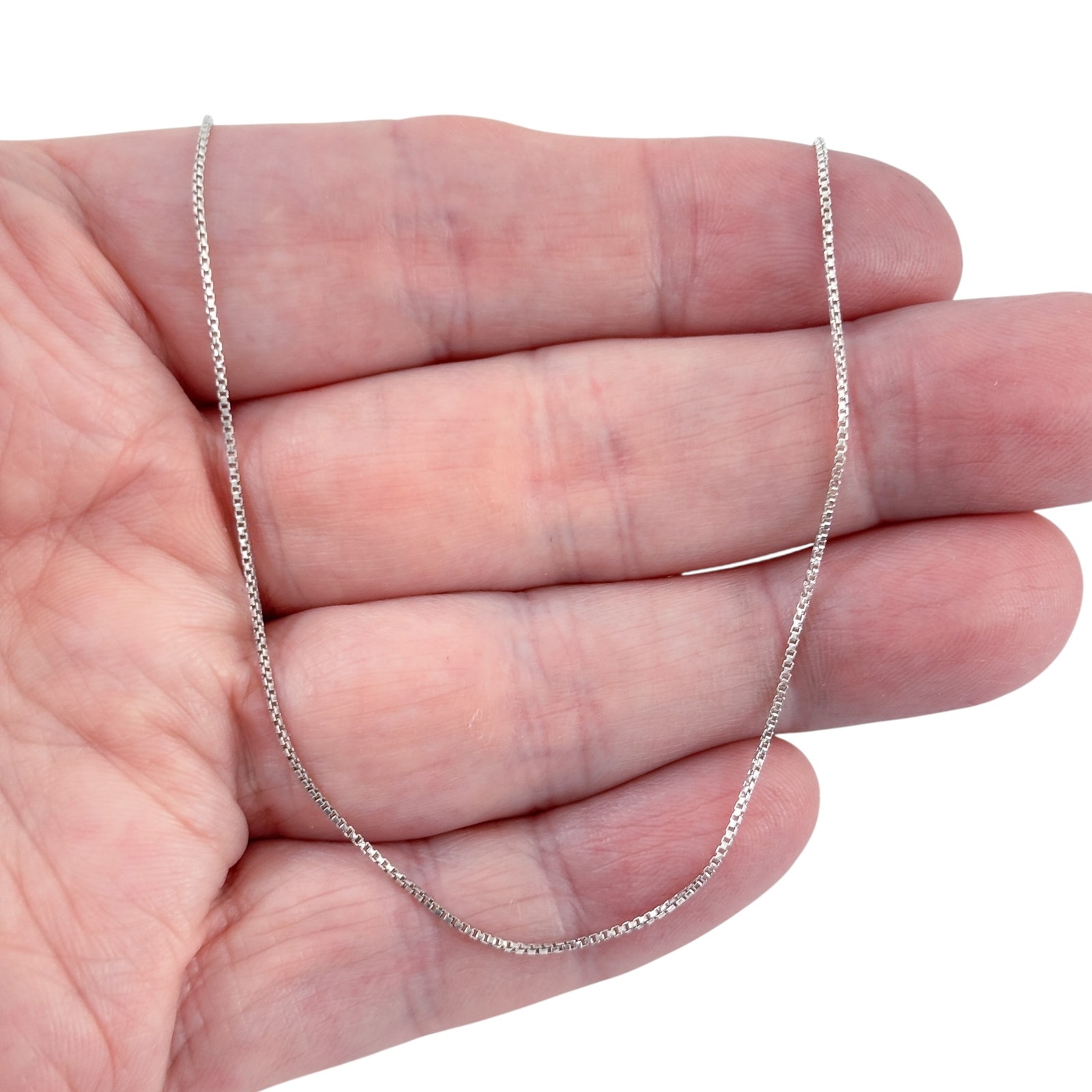 Vintage Italian Sterling Silver 925 Box Link Chain Necklace 18